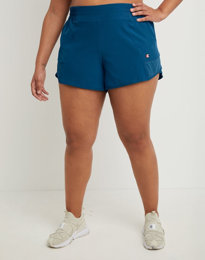 Champion Womens Shorts NZ - Plus Absolute Woven 4 Blue ( 7058-VAZSO )